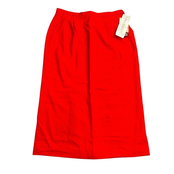 Pendleton Dresses & Skirts - Vintage Pendleton Pencil Midi Skirt Women's 12 Red 100% Virgin Wool Pleated New